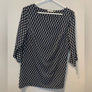 Dex Navy Patterned Sheath Dress